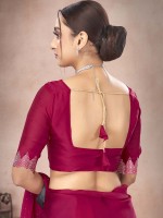 Rani Pink Satin Chiffon Saree